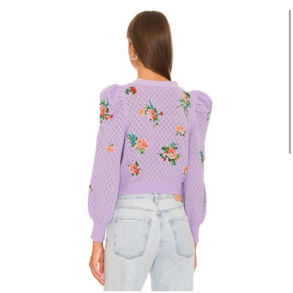NWT $495 Alice + Olivia | Morita Floral Cardigan (Lavender Multi) Medium - Picture 2 of 8